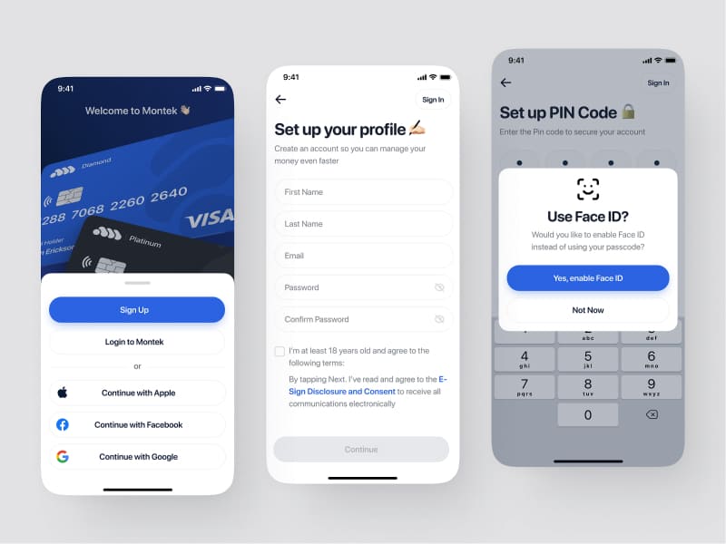 different types of login in fintech app